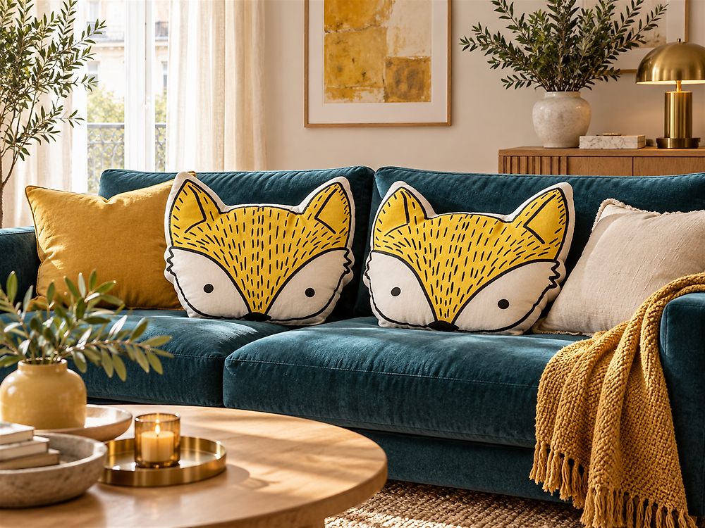 Lot de 2 coussins décoratifs VADODARA 50 x 40 cm Coton Renard Jaune