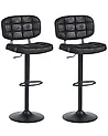 Set of 2 Bar Stools TILTON Swivel Faux Suede Black