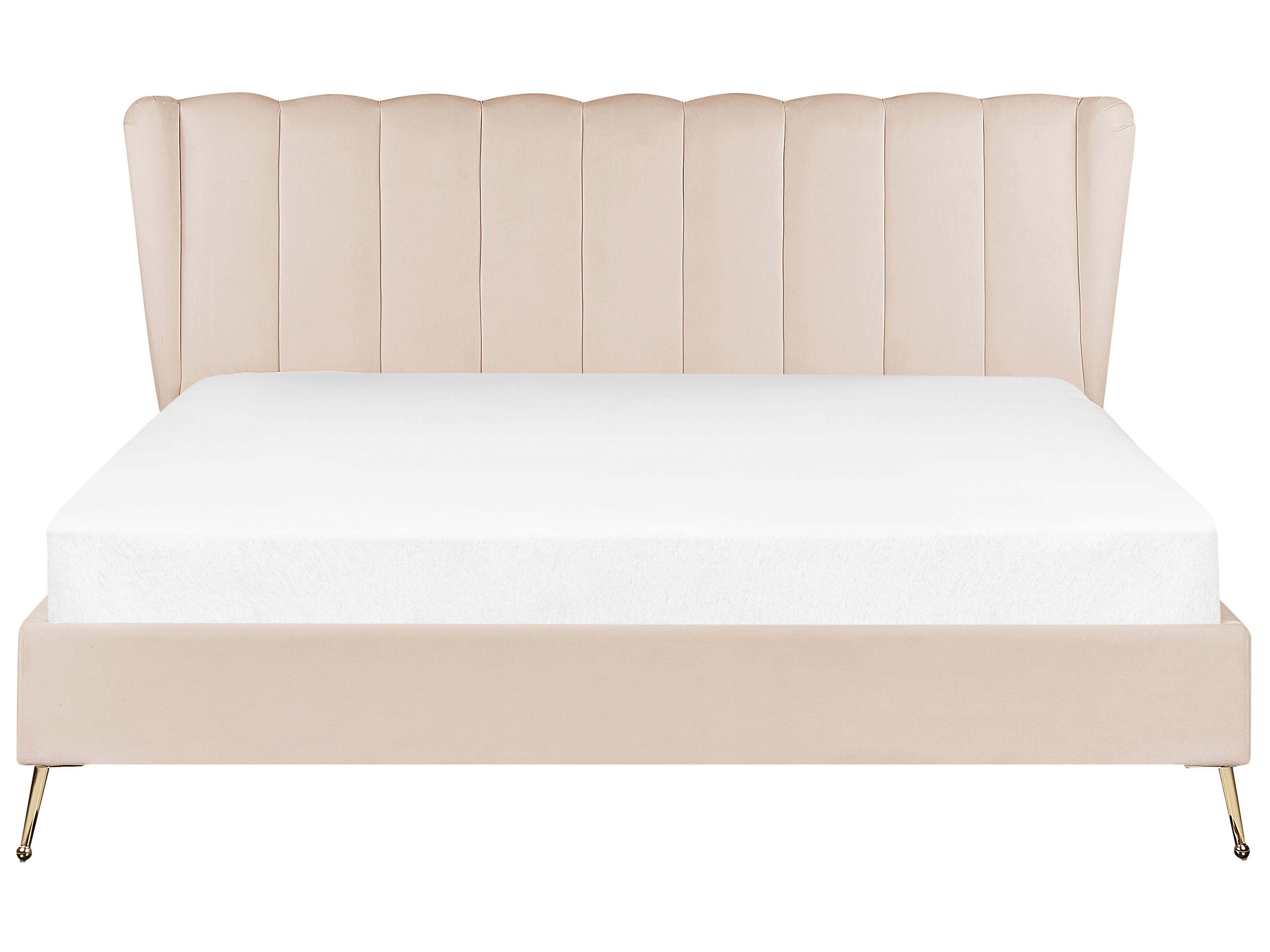 Bett mit Lattenrost Samtstoff MIRIBEL 180 x 200 cm Beige_870657