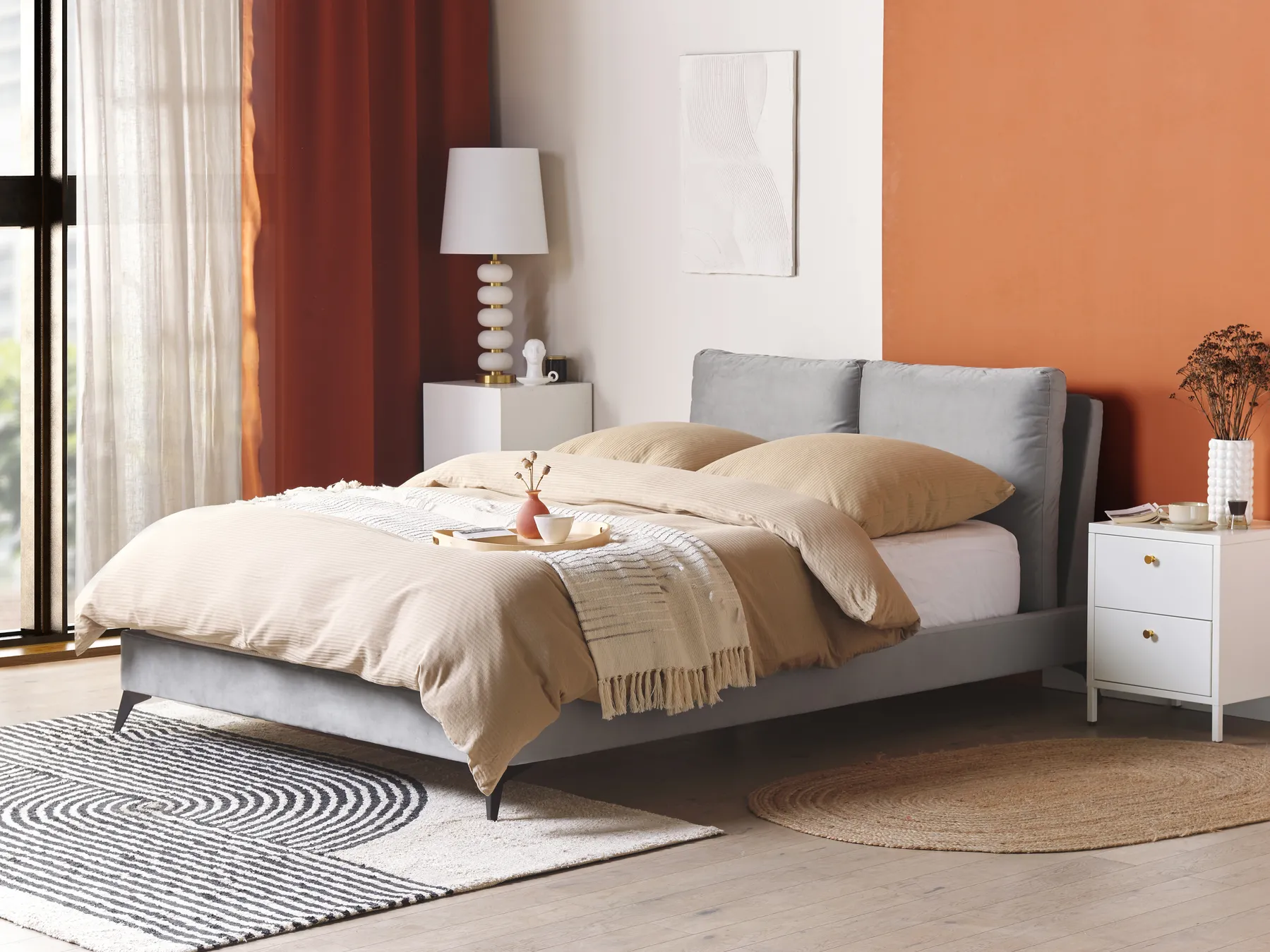Bed Velvet MELLE 140 x 200 cm (EU Double) Grey_829840