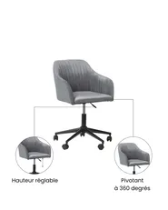 Chaise de bureau VENICE Velours Gris_1071545