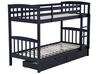Wooden EU Single Size Bunk Bed with Storage Dark Blue REVIN_797207