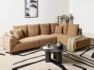 Corner Sofa 4 Seater LUNNER Corduroy Brown Left Hand_945651