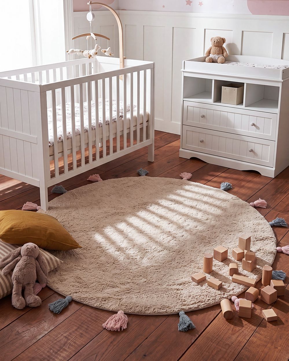 Kids Rug KODINHI  Beige ø 120 cm Cotton