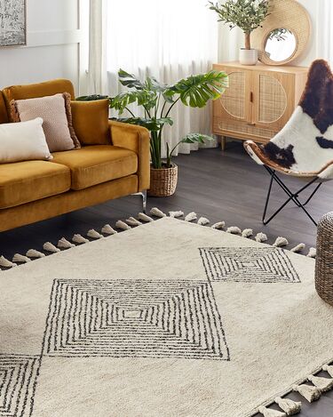 Cotton Area Rug 160 x 230 cm Beige BULCUK