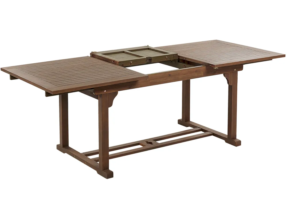Garden Dining Set 6 Seater AMANTEA with Parasol Acacia Wood Blue_880698