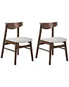 Set of 2 Dining Chairs SMILEY Wood Brown/ Grey