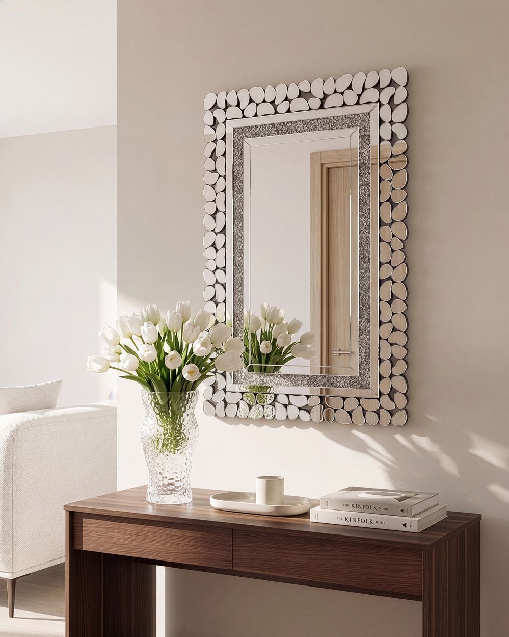 Wall Mirror PABU 60 cm 90 cm Silver