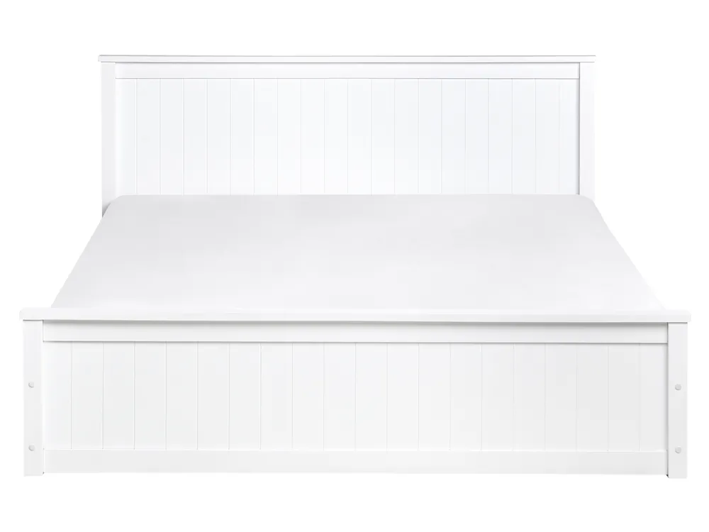 Ottoman Bed LAMBRES Pine Wood White 160 x 200 cm (EU King Size)_985623