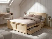 Bed with 2 Drawers DAUPHIN Pine Wood Light Brown 140 x 200 cm (EU Double)_1059841