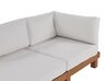 Lounge Set Aluminium heller Holzfarbton 5-Sitzer modular Auflagen weiß SANZA_932443