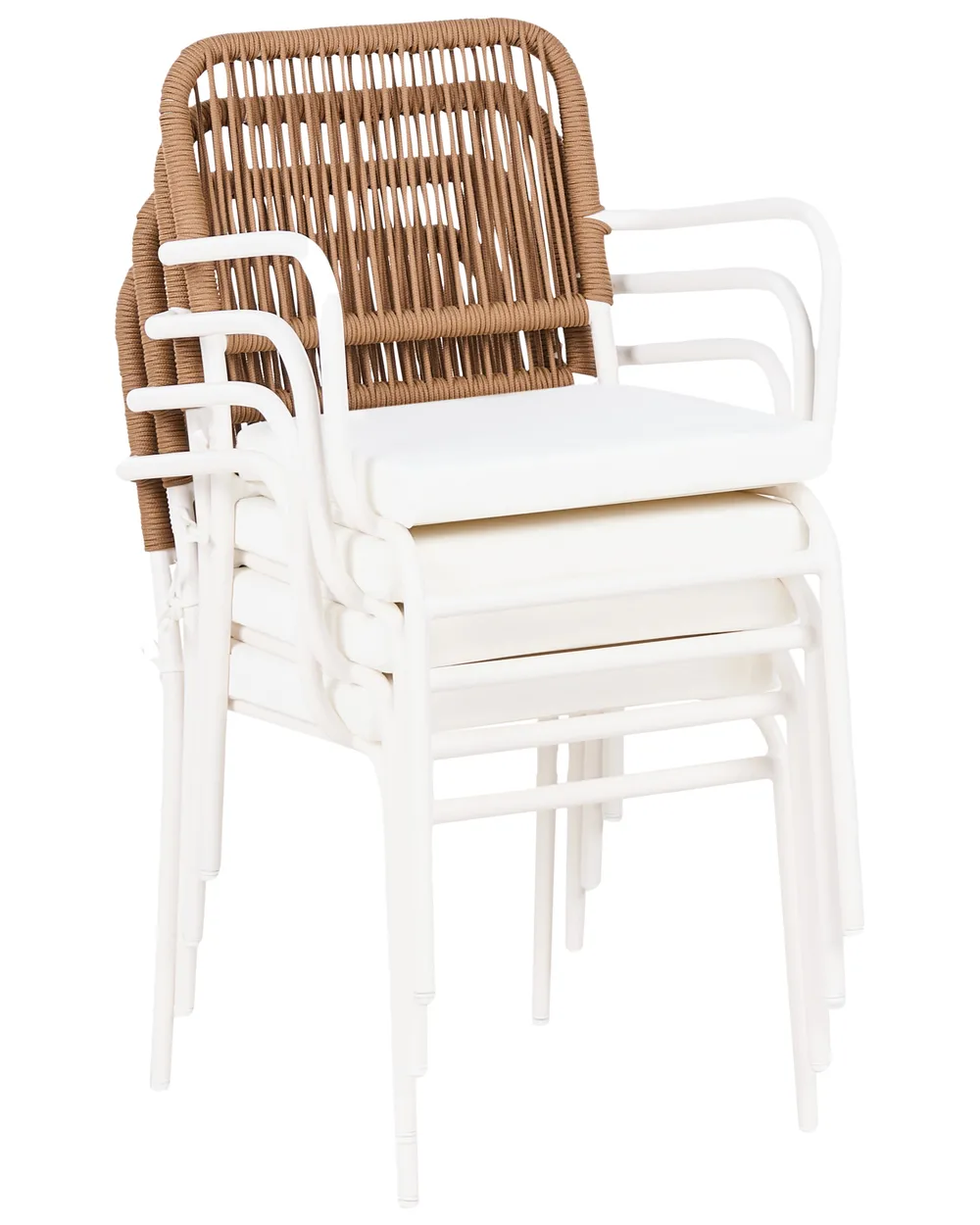 Set di 4 sedie da giardino con cuscini TACENO Metallo Bianco_1007762