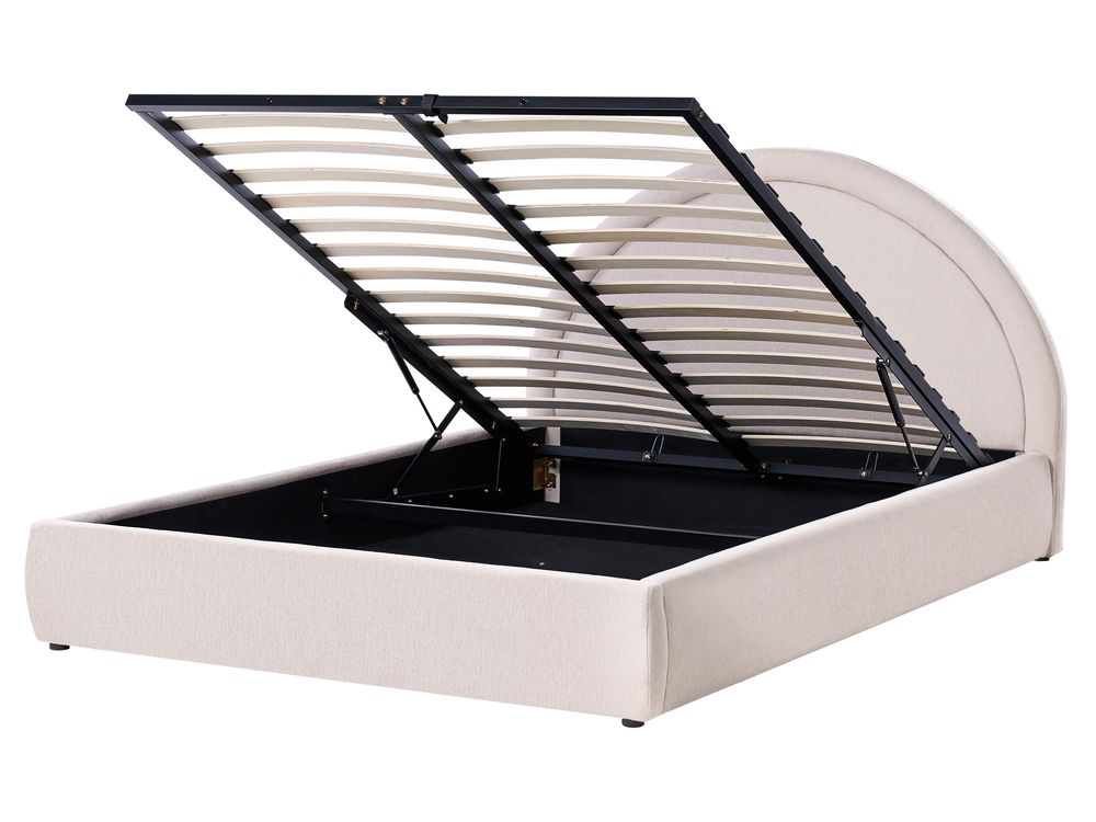 Ottoman Bed MOUZON Fabric Light Beige 160 x 200 cm (EU King Size)