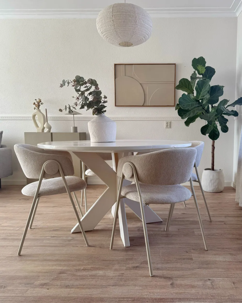 Set of 2 Dining Chairs ALANSON Chenille Light Beige_977818