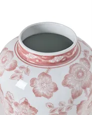 Wazon z pokrywką MOGUER 36 cm Porcelana Czerwony/ biały_1052882