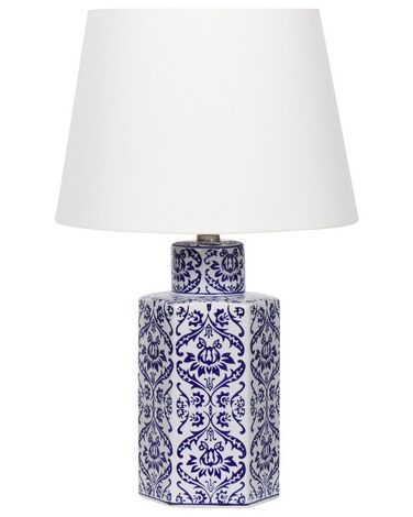Porcelánová stolná lampa biela/modrá MARCELIN