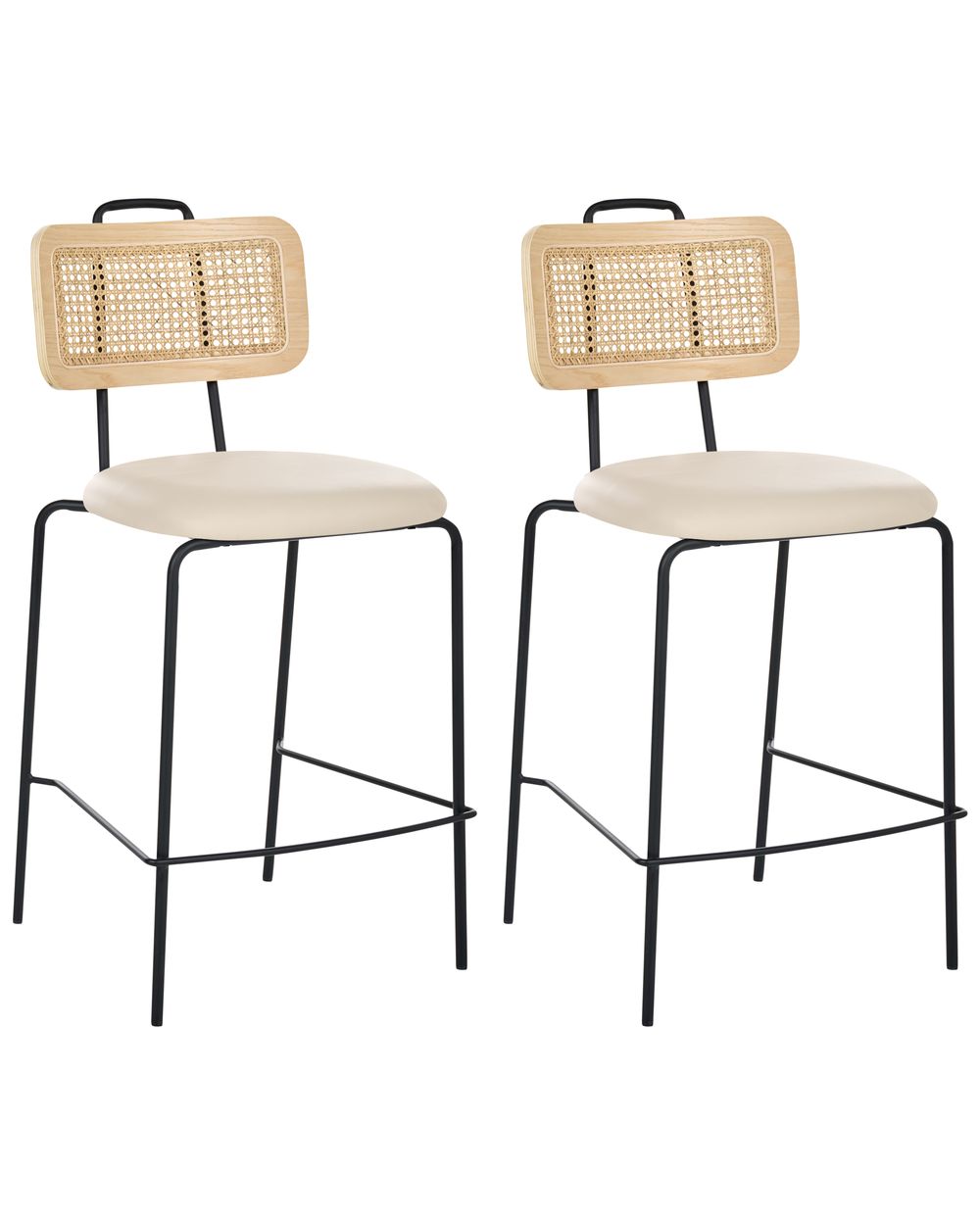 Set of 2 Bar Chairs ADELANTO Light Beige
