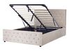 Zamatová posteľ s úložným priestorom 140 x 200 cm sivobéžová AMIENS_914330
