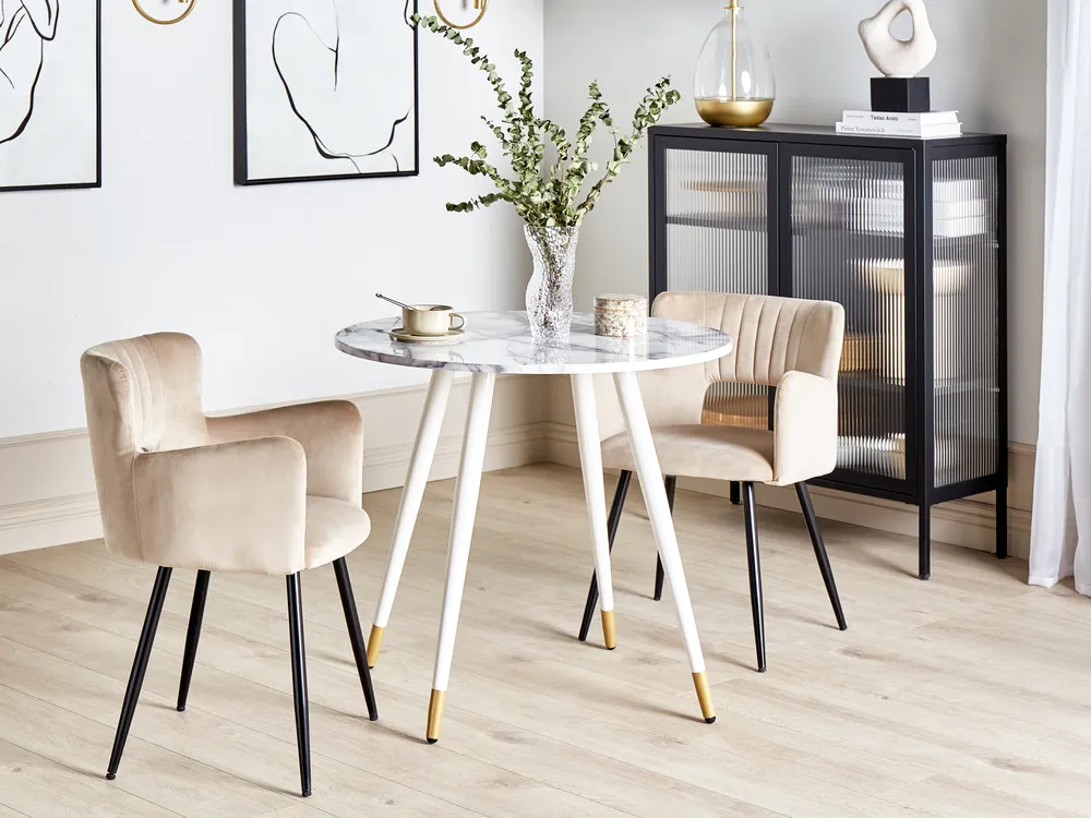 Dining Table GUTIERE White Marble 80 cm 80 cm