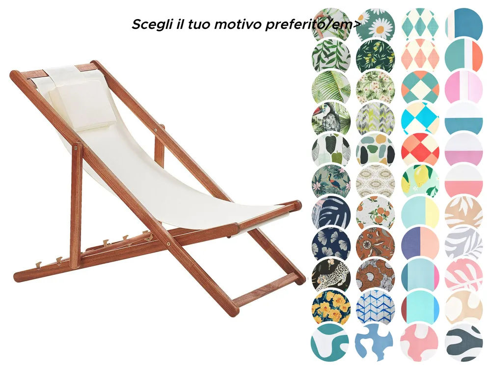 Sedia a sdraio pieghevole AVELLINO con Tessuti di Ricambio Legno d'acacia Marrone scuro_860133