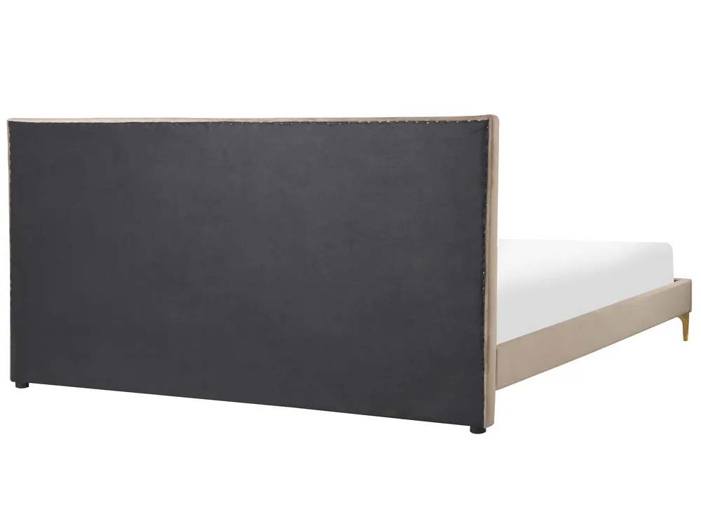 Pat cu lamele Catifea LIMOUX 180 x 200 cm Taupe_867205