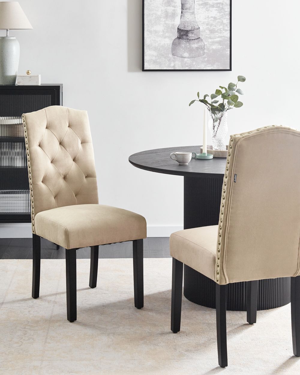 Set di 2 sedie da pranzo SHIRLEY Tessuto Beige