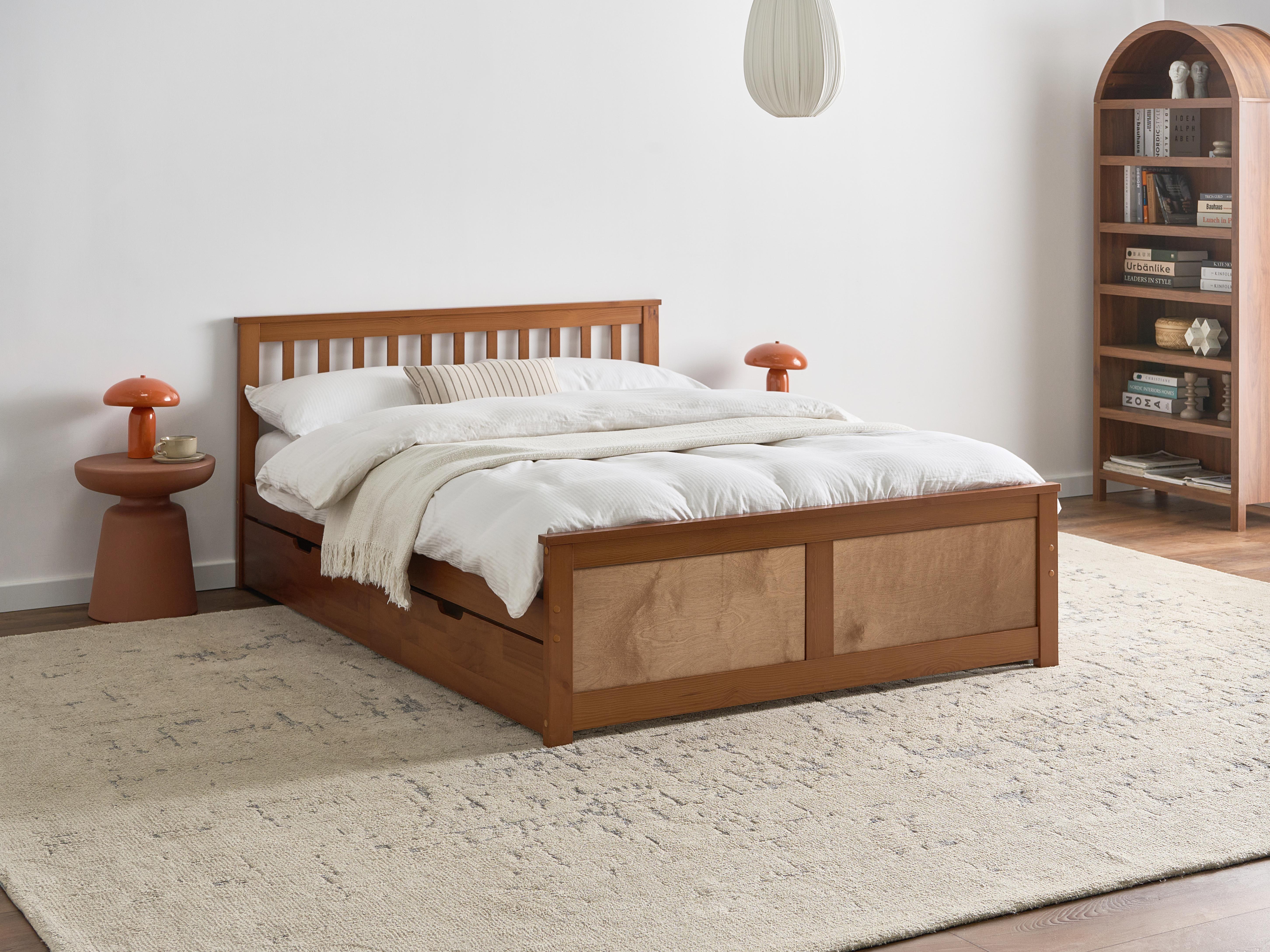 Bed with 4 Drawers OLENDON Pine Wood Brown 140 x 200 cm (EU Double)_1068489
