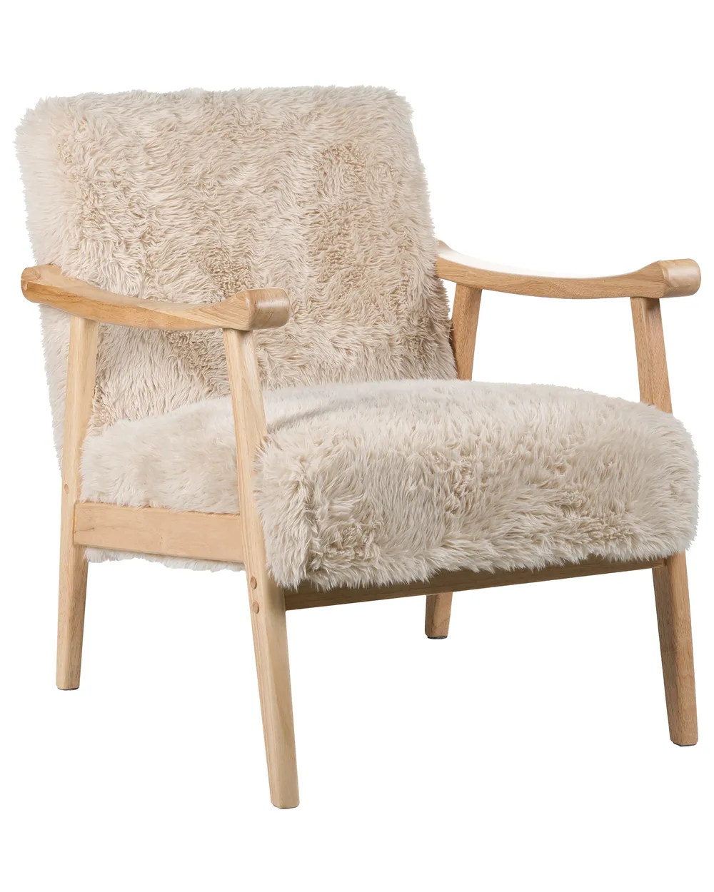 Armchair LEKNES Faux Fur Light Beige_1018404