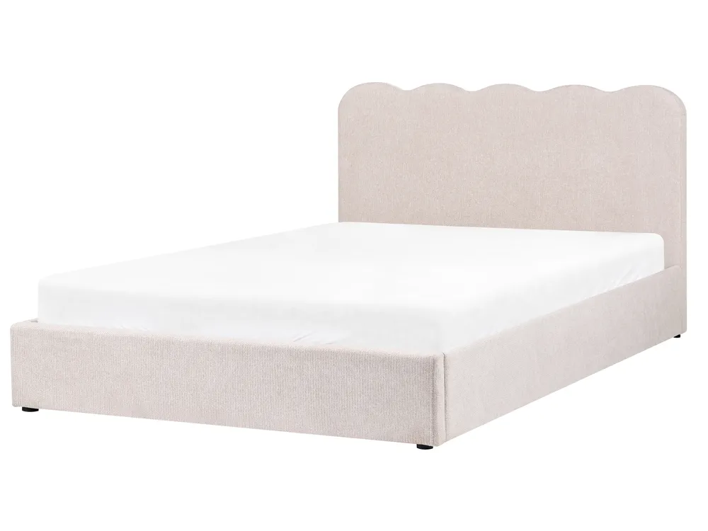 Ottoman Bed NANTERRE Fabric Light Beige 160 x 200 cm (EU King Size)_1084497