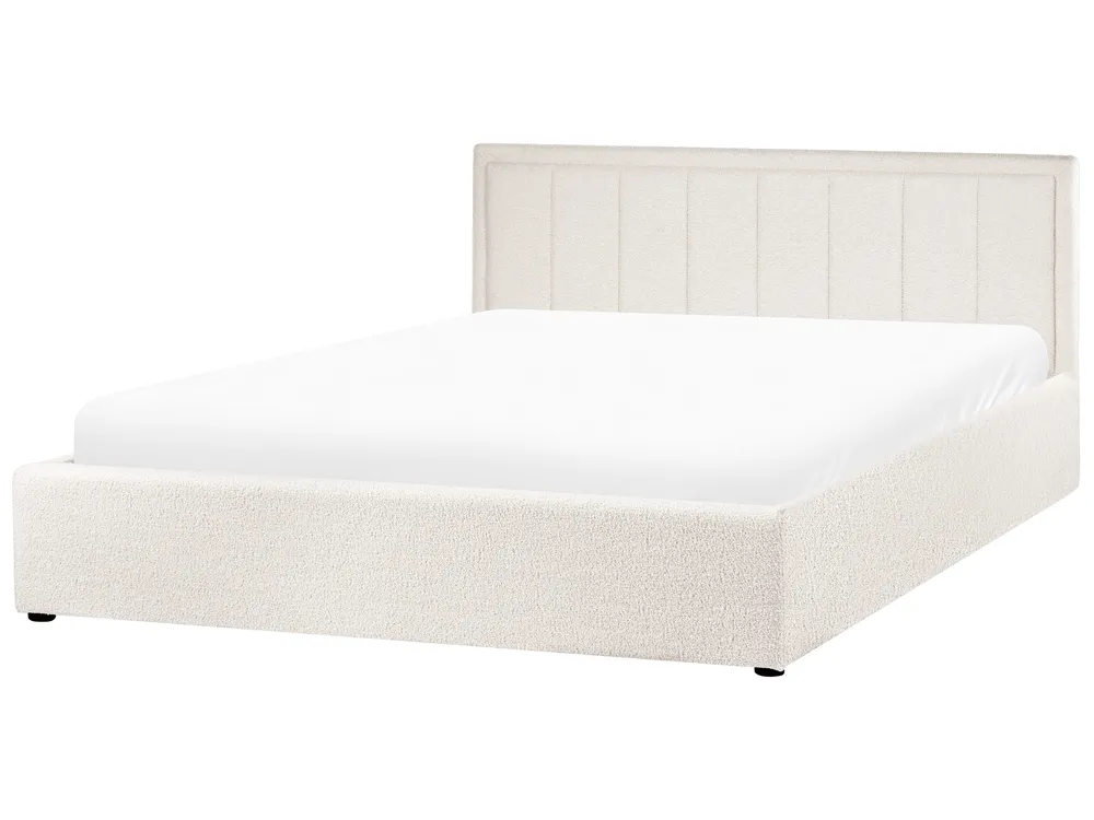 Bett mit Stauraum MONTLAUR Bouclé Weiß 160 x 200 cm_958488