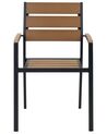 Set of 6 Garden Dining Chairs Light Wood and Black VERNIO_862887