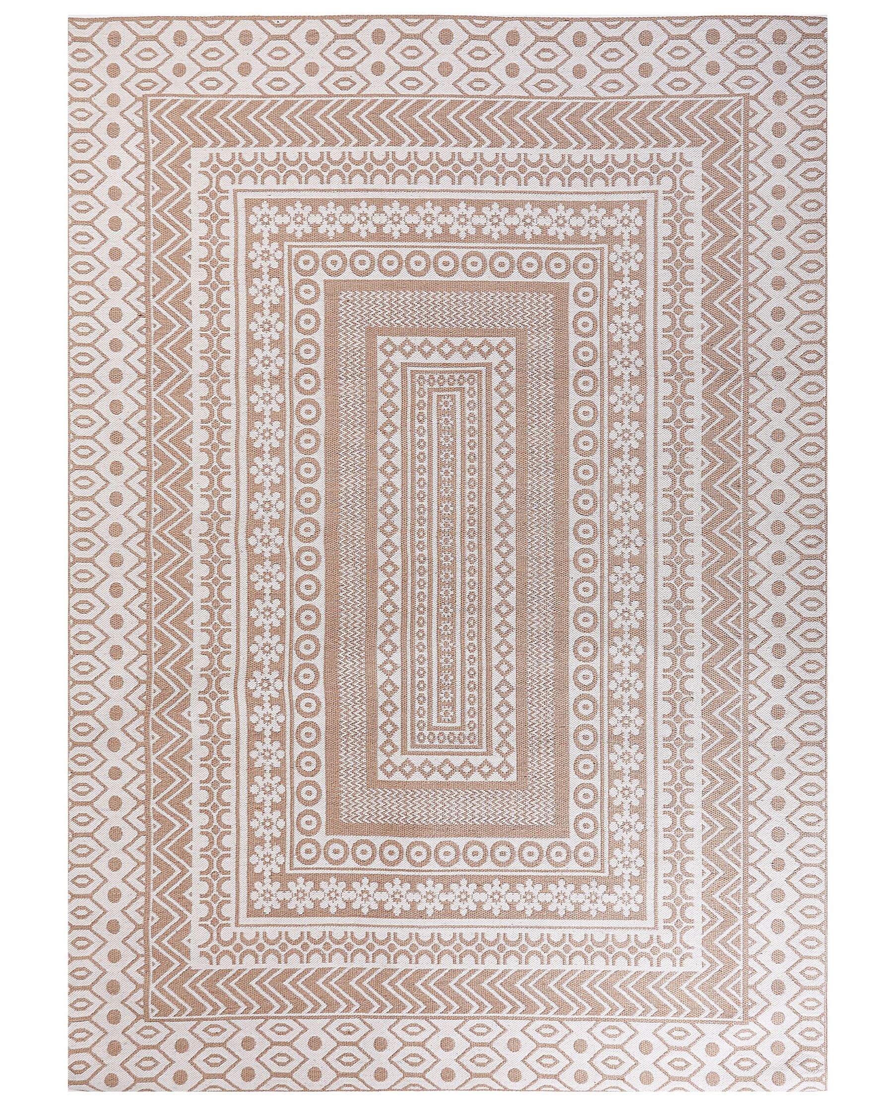 Teppich Jute beige / weiss 160 x 230 cm geometrisches Muster Kurzflor BAGLAR_853503