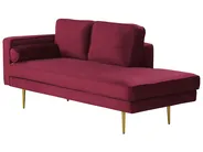 Left-Hand Chaise Longue MIRAMAS Velvet Dark Red_761942