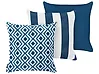 Conjunto de 3 cojines de exterior DEUTZIA Patrón geométrico 45 x 45 cm Azul marino