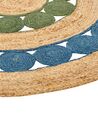 Round Jute Area Rug ⌀ 140 cm Blue and Green HOVIT_870075