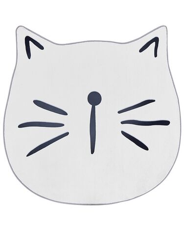 Kids Rug Cat Print ⌀ 100 cm White KITTY