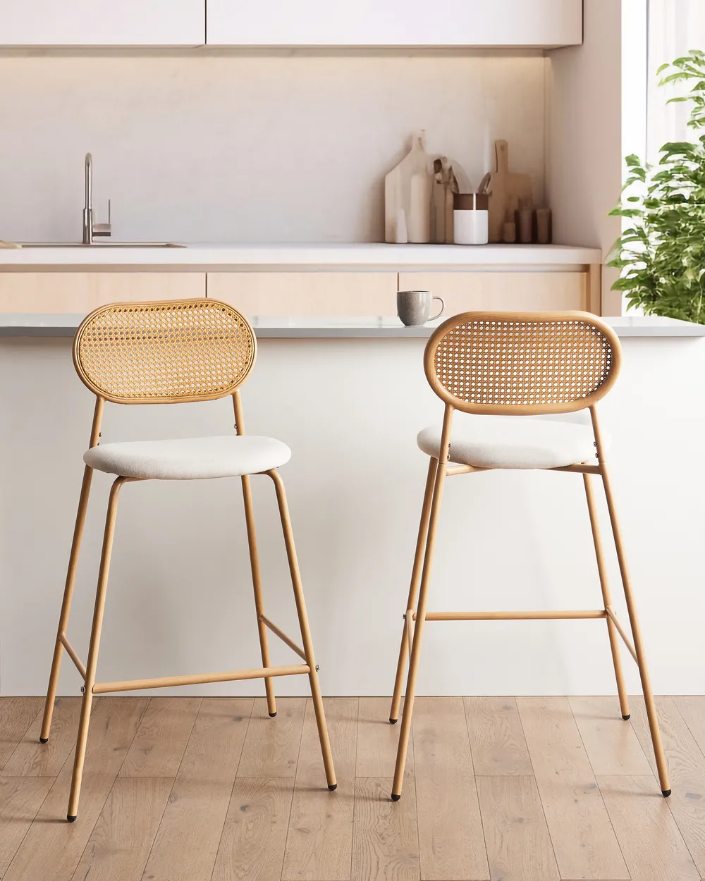 Sada 2 barových židlí ADAVER Světle hnědá