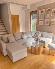 U-Shape Sofa Bed 5 Seater SOMMEN with Storage Fabric Beige_884902