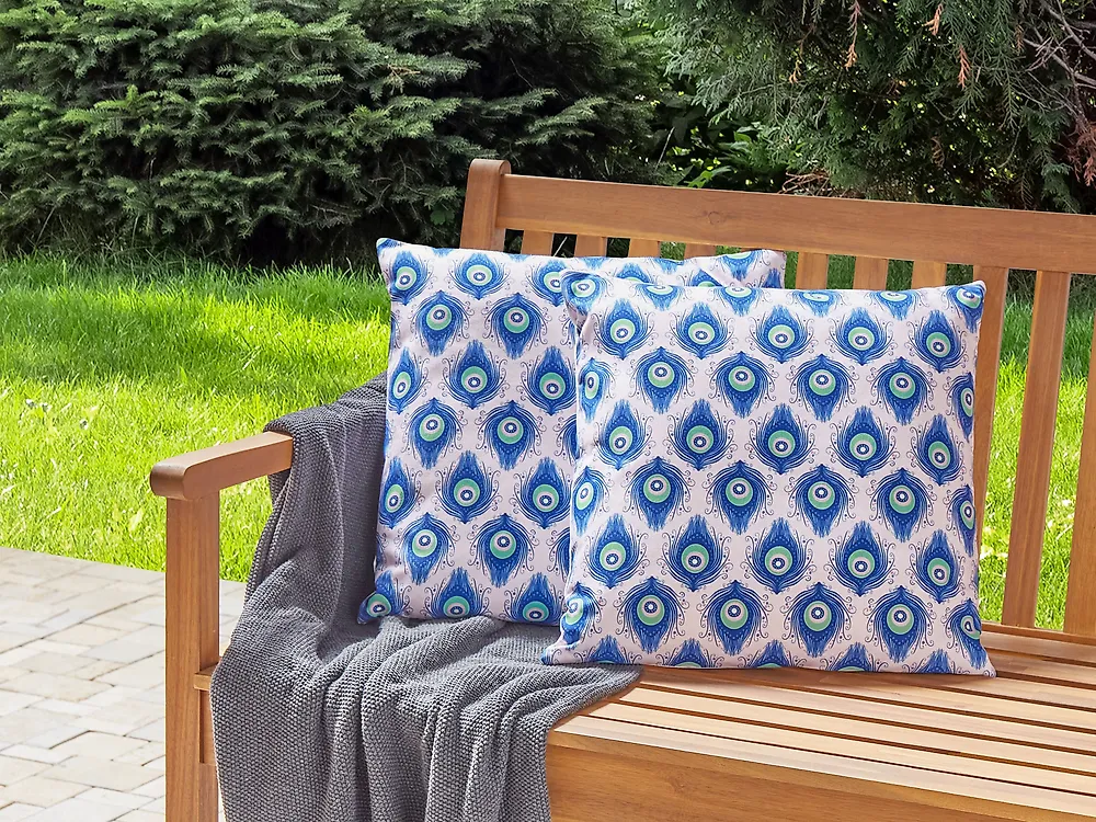 Gartenkissen 2er Set CERIANA Tiermuster 45 x 45 cm Blau_1183460