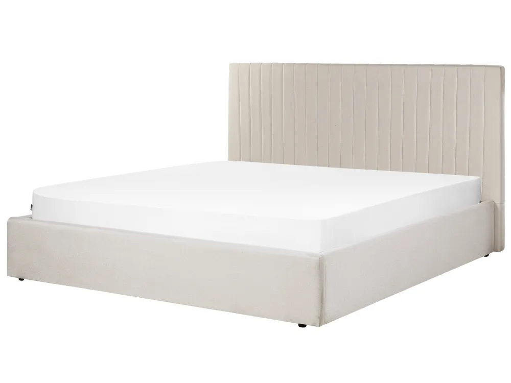 Ottoman Bed VION Fabric Light Beige 180 x 200 cm (EU Super King)_901863