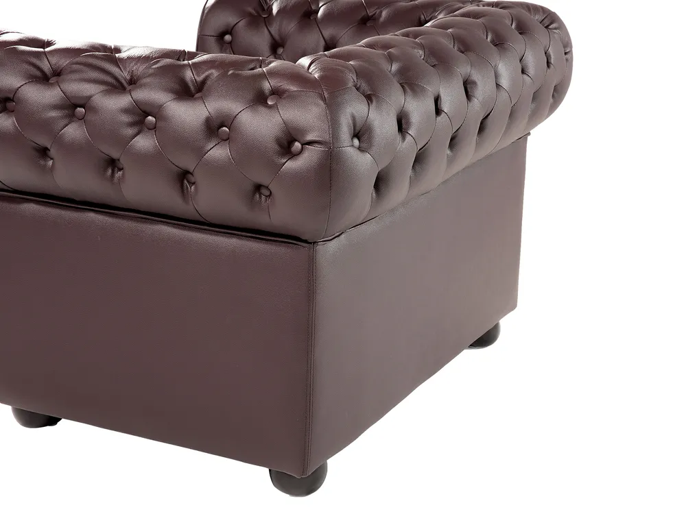 Set da salotto 4 posti CHESTERFIELD Pelle naturale Marrone_769473