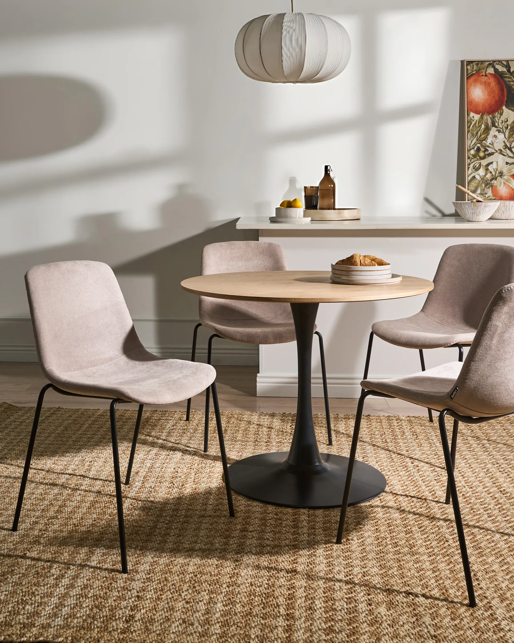 Set of 4 Dining Chairs TILLER Fabric Beige_1027047