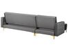 Canapé angle droite convertible en velours gris 4 places avec pouf ABERDEEN_741210