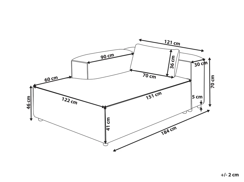 Chaise longue versione destra BRANDE Tessuto Nero_999140