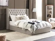 Ottoman Bed LUBBON Velvet Light Grey 160 x 200 cm (EU King Size)_833910