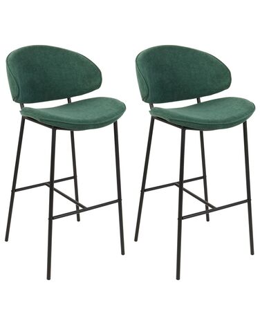 Sada 2 čalouněných barových židlí zelená KIANA