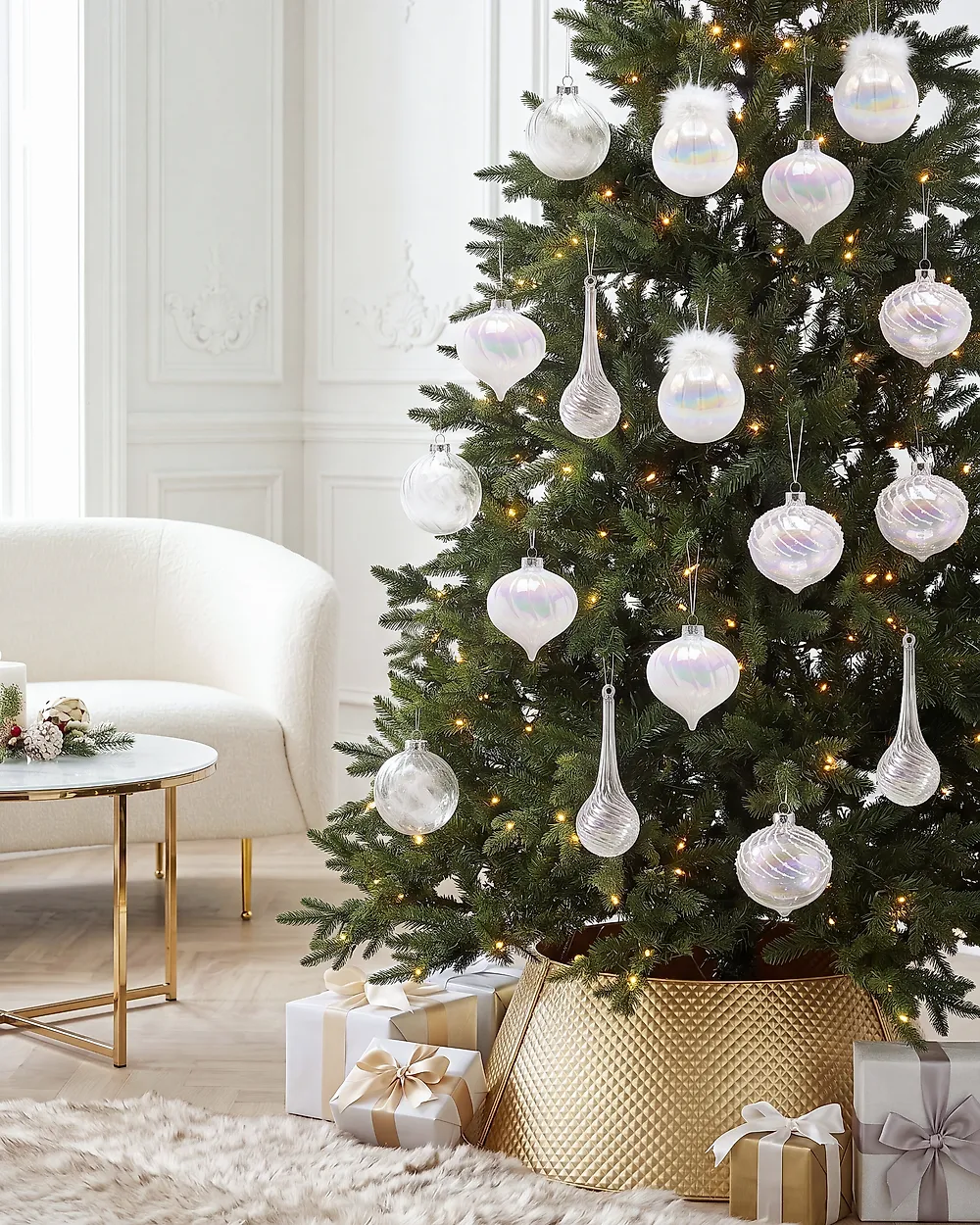 Set of 40 Baubles SHIMMER Glass Transparent