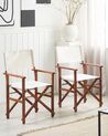 Set of 2 Acacia Folding Chairs Dark Wood with Off-White CINE_810216