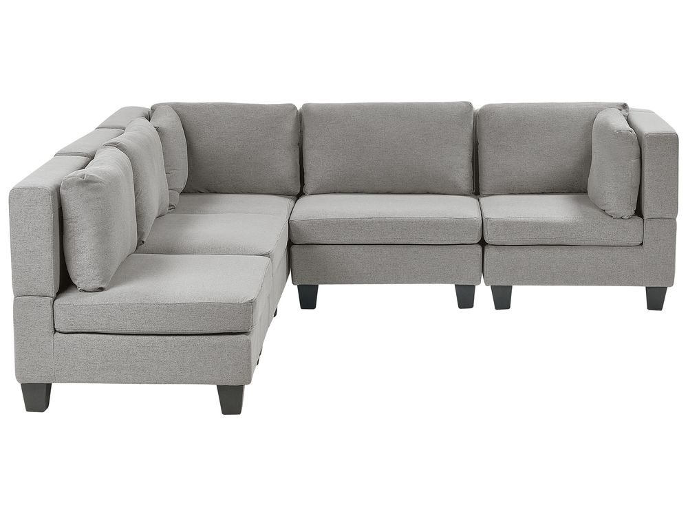 5 Seater Right Hand Modular Fabric Corner Sofa Light Grey UNSTAD Beliani