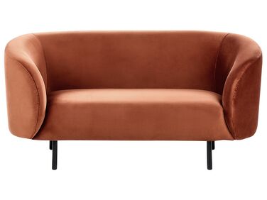 2-Sitzer Sofa Samtstoff orange / schwarz LOEN